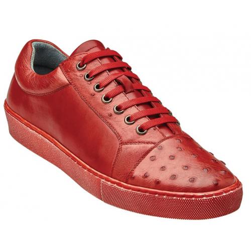 Belvedere "Jacob" Antique Red Genuine Ostrich / Calfskin Sneakers Y14.